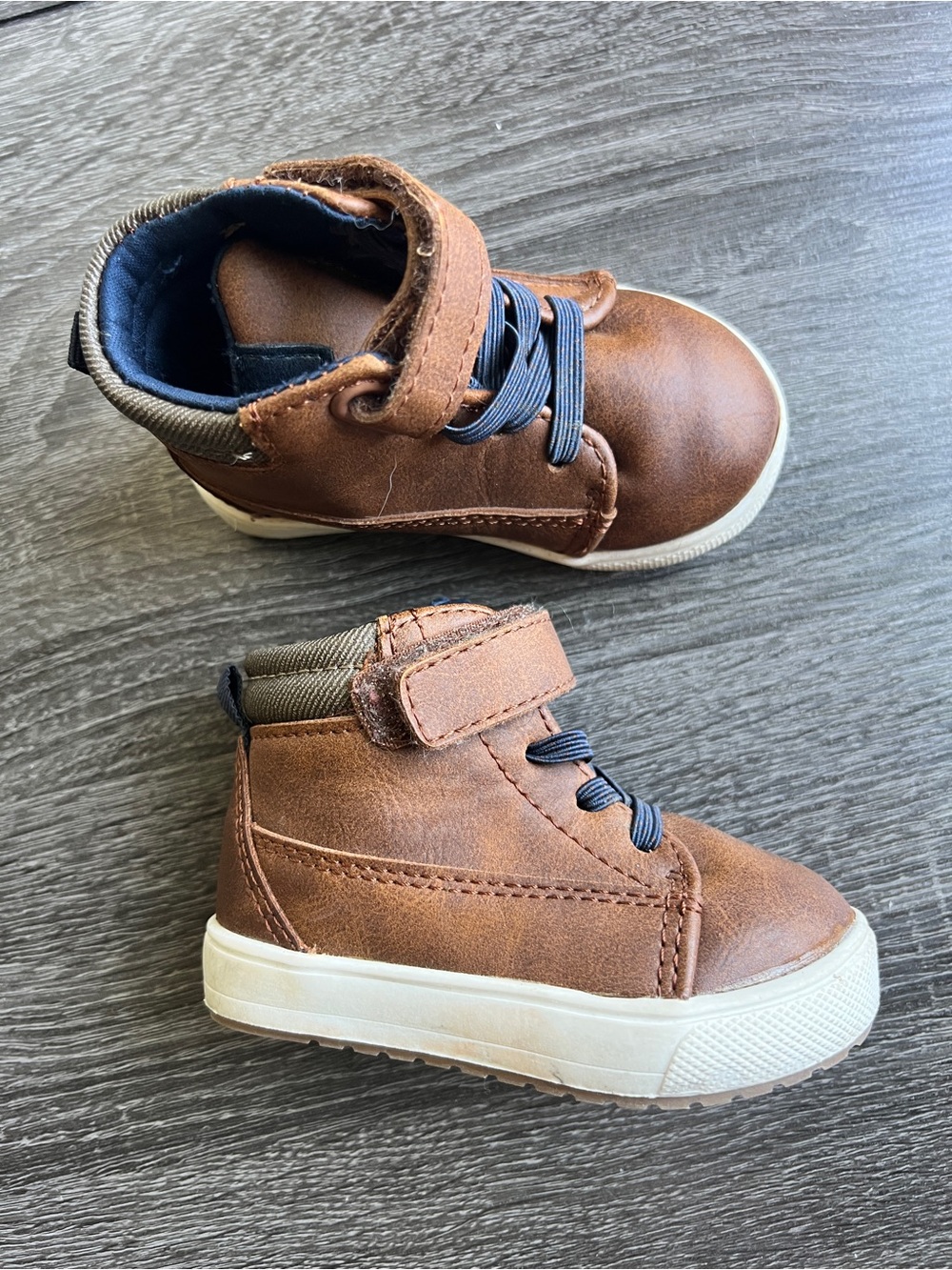 Wonder Nation Brown High-Top Sneakers with Navy Accents